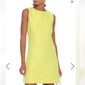 Alice + Olivia Yellow Tweed Sequin Clyde Mini Dress